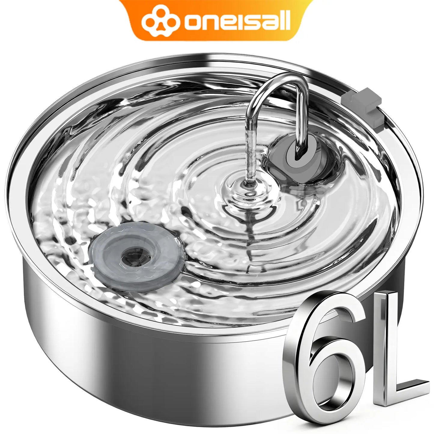 Oneisall Dog Water Fountain for Large Dogs with 3 Filters, 6L Stainless Steel Dog Fountain,Ultra 35Db Quiet,Wide Drink Area for Large Dogs Cats and Multi-Pet Home Drinking Water Bowl, Automatic Water Feeder, Stainless Steel Bowls, Automatic Water Bowl Su