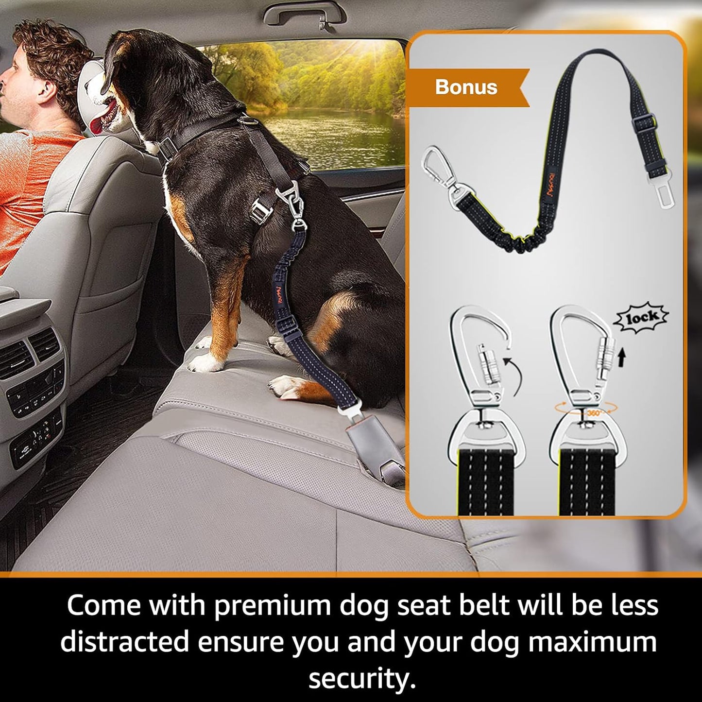 Dog Car Seat Covers 100% Waterproof, Dog Seat Cover with Side Flaps from Scratching, Pet Seat Cover for Back Seat of Car/Suv/Truck Machine Washable…