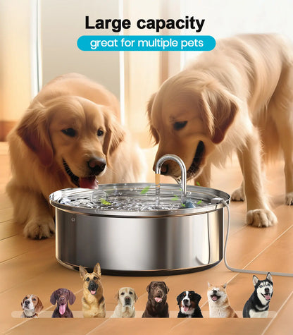 Oneisall Dog Water Fountain for Large Dogs with 3 Filters, 6L Stainless Steel Dog Fountain,Ultra 35Db Quiet,Wide Drink Area for Large Dogs Cats and Multi-Pet Home Drinking Water Bowl, Automatic Water Feeder, Stainless Steel Bowls, Automatic Water Bowl Su